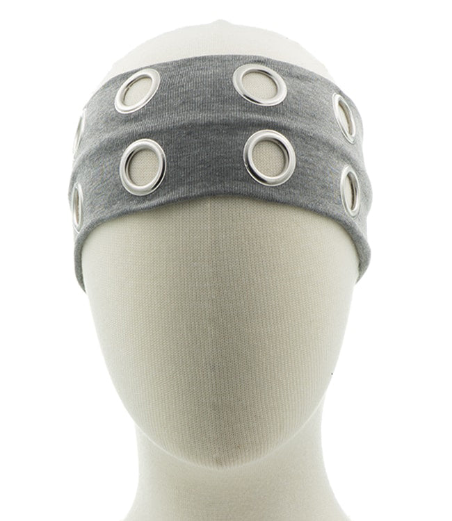 Haarband grote studs grijs op een model hoofd