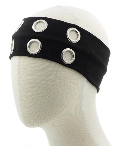 Haarband grote studs zwart op een model hoofd