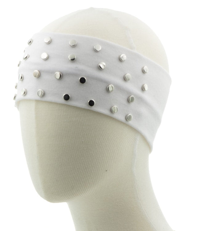 Haarband kleine studs wit op een model hoofd