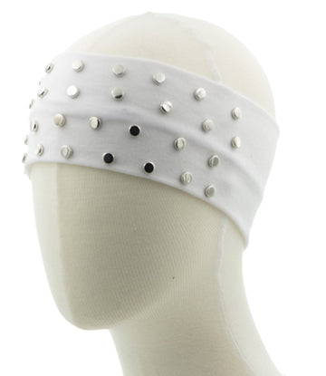 Haarband kleine studs wit op een model hoofd