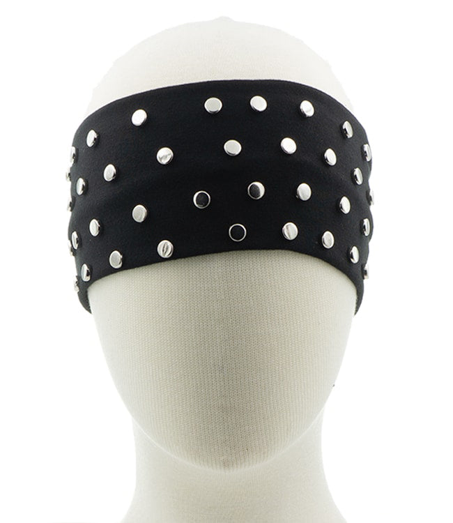 Haarband kleine studs zwart op een model hoofd