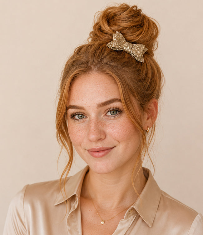 Haarstrikje met glitters in de kleur goud