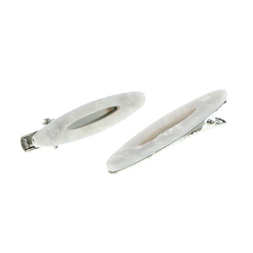 Alligator haarclip marmerlook wit 2 stuks