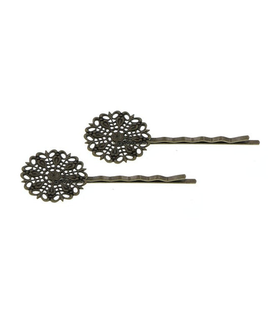 Bronskleurige haarschuifjes met ornament