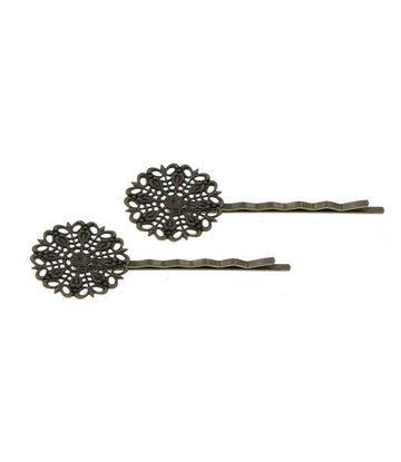 Bronskleurige haarschuifjes met ornament