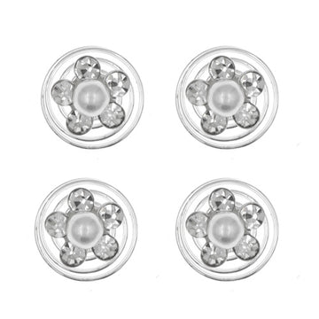 Curlies bloem parel en strass steentjes 4 stuks
