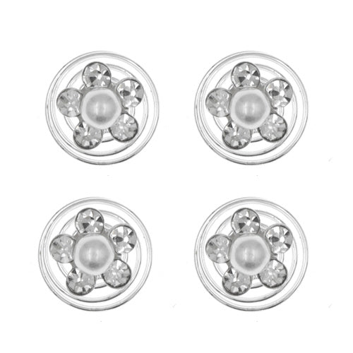 Curlies bloem parel en strass steentjes 4 stuks