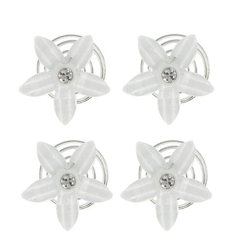 Curlies bloem strass wit 4 stuks