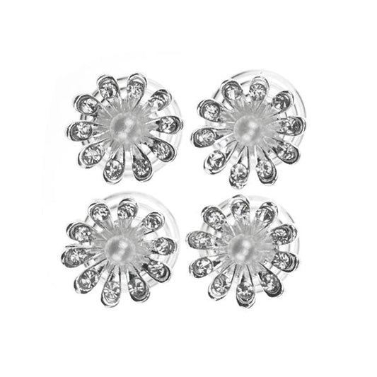 Curlies madeliefje met strass parel 4 stuks