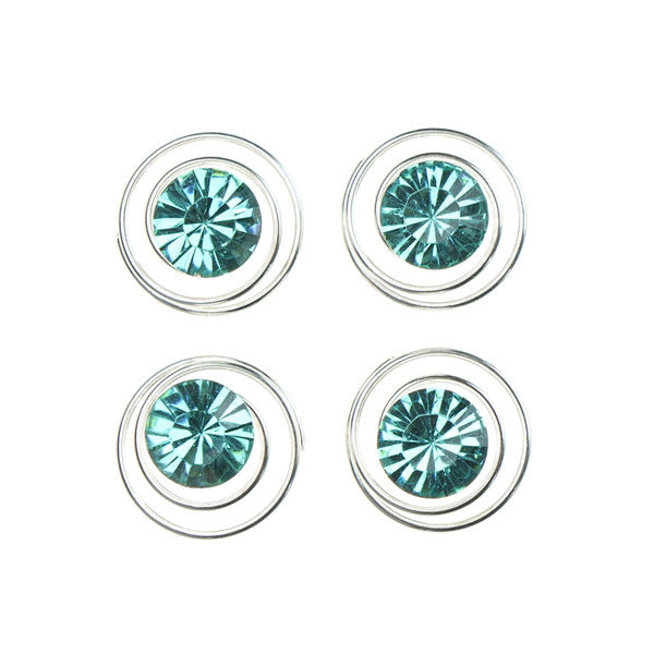Curlies met facetsteen in de kleur blauw 4 stuks