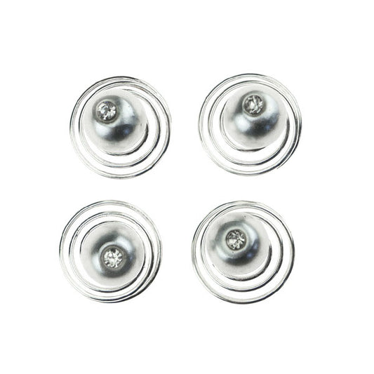 Curlies met parel zilverkleurig facet 4 stuks