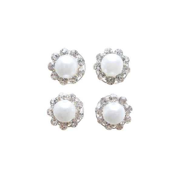 Curlies parel met strass steentjes rondom 4 stuks