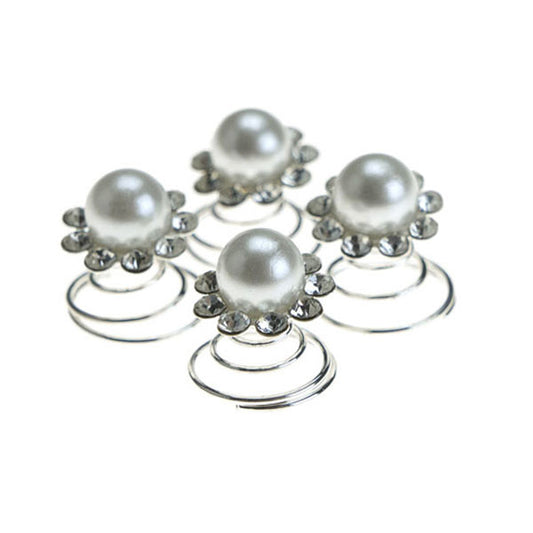 Curlies parel met strass steentjes rondom 4 stuks