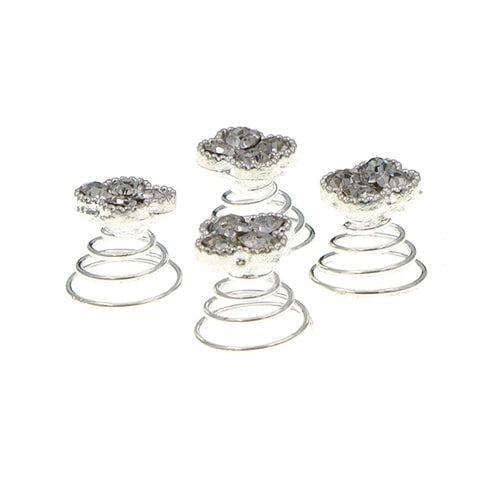 Curlies zilverkleurig klaver vier 4 stuks