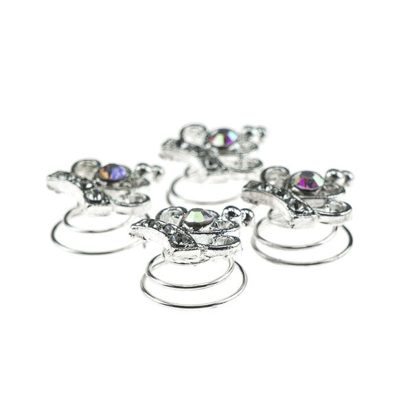 Curlies zilverkleurig kroon facet 4 stuks