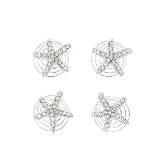 Curlies zilverkleurig zeester 4 stuks