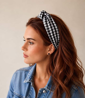 Diadeem zwart wit geruit