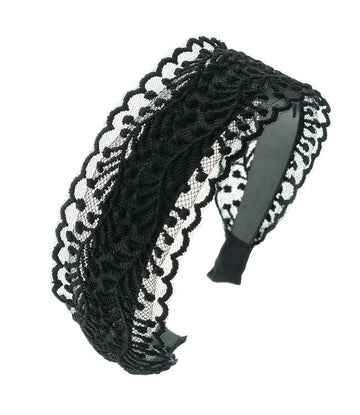 Diadeem breed met kant zwart