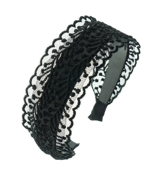 Diadeem breed met kant zwart