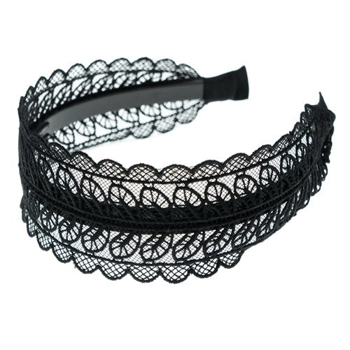 Diadeem breed met kant zwart