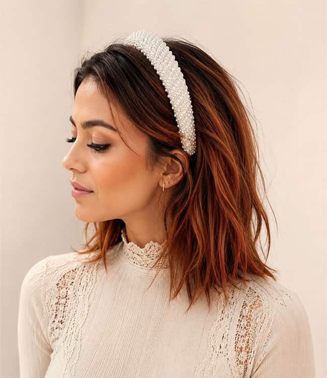 Diadeem parels en strass stenen