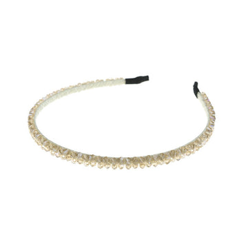 Diadeem met strass kralen kleur crèmekleurig