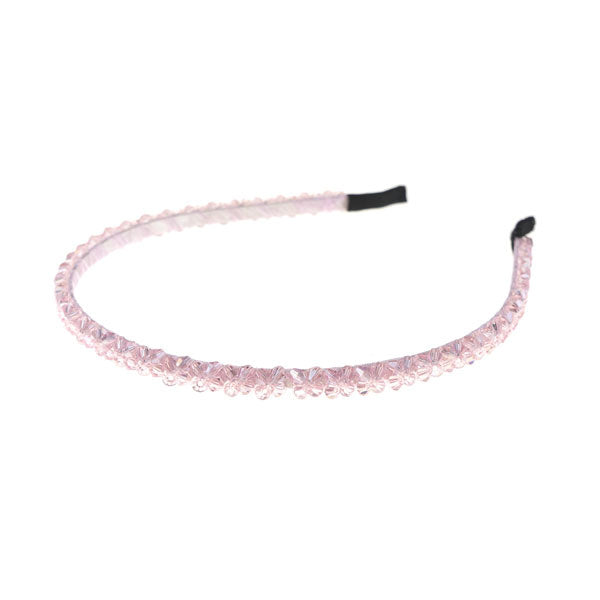 Diadeem bewerkt met strass kralen kleur roze