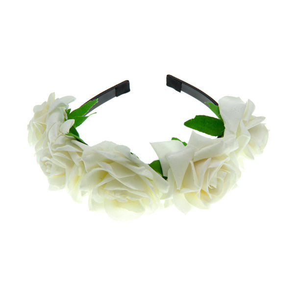 Diadeem met witte rozen