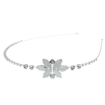 Diadeem zilverkleurig white flower