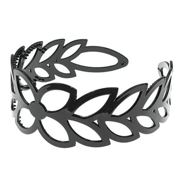 Diadeem zwart breed bladeren
