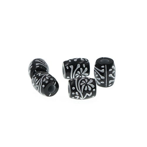 Dreadlock bead 5 stuks M zwart wit