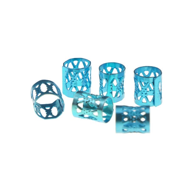 Dreadlock bead cuff 6 stuks blauw