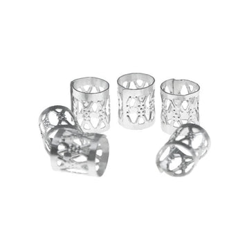 Dreadlock bead cuff 6 stuks zilverkleurig