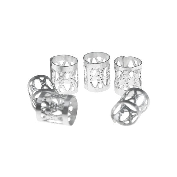 Dreadlock bead cuff 6 stuks zilverkleurig