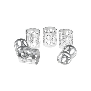Dreadlock bead cuff 6 stuks zilverkleurig