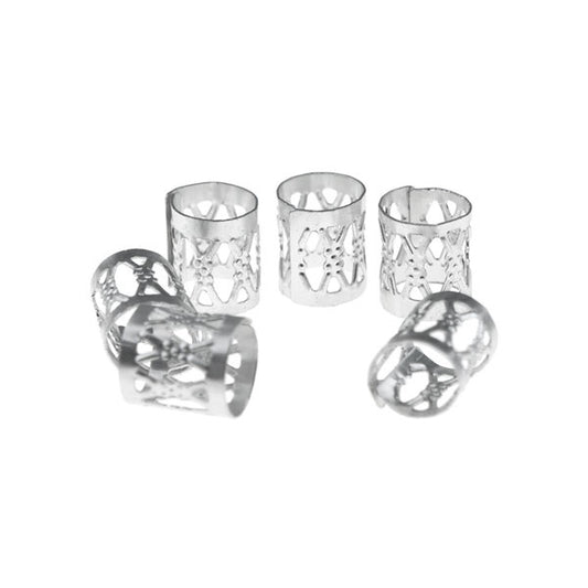 Dreadlock bead cuff 6 stuks zilverkleurig