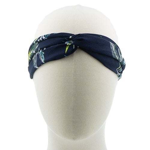 Haarband bladeren en bloemen blauw