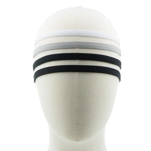 Haarband elastisch sport zwart/wit/grijs 4 stuks
