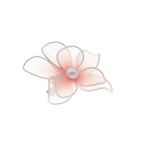Haarbloem nylon transparant roze