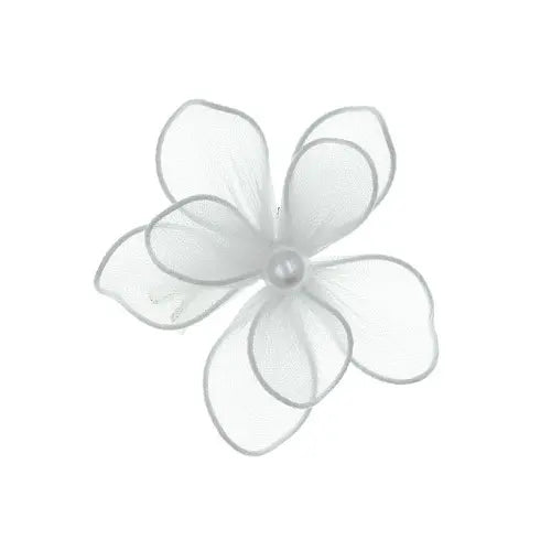 Haarbloem nylon transparant wit