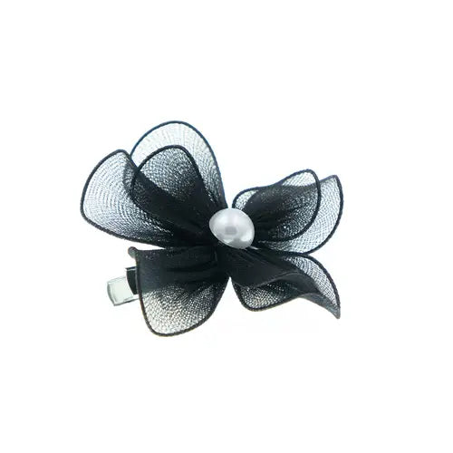 Haarbloem nylon transparant zwart