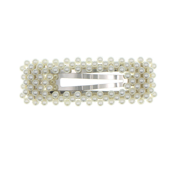 Haarclip parels crèmekleurig XL rechthoekig