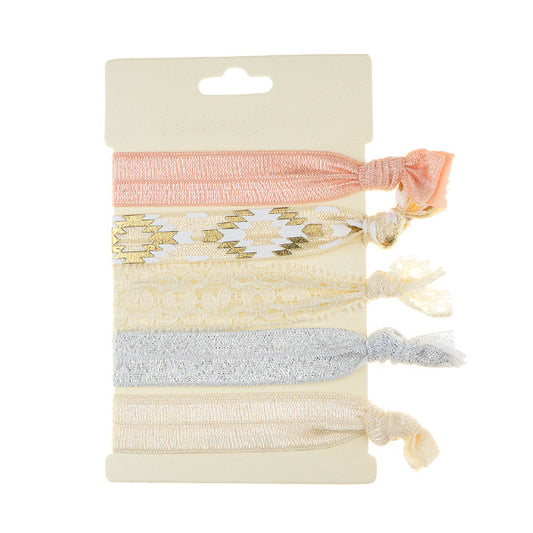 Haarelastiek/armband 5 stuks zalm pastel
