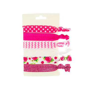 Haarelastiek/armband 6 stuks fuchsia roze