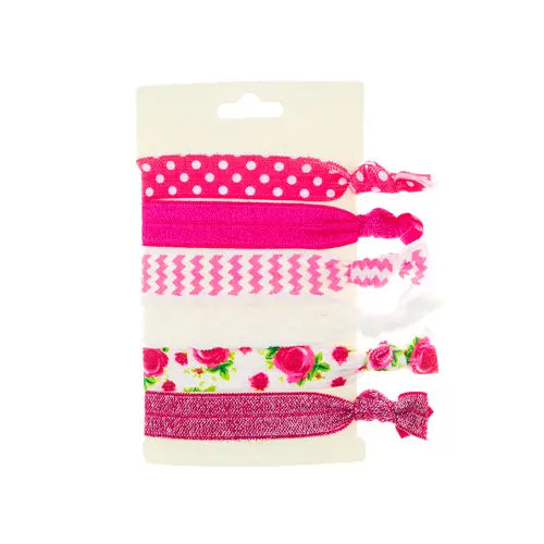 Haarelastiek/armband 6 stuks fuchsia roze