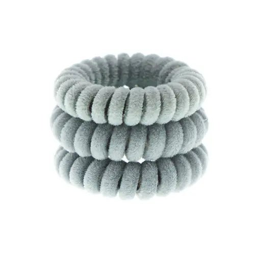 Haarelastiek kabel fluweel grijs 3 stuks