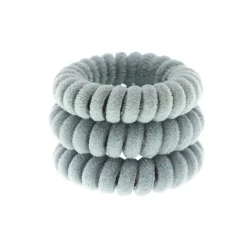 Haarelastiek kabel fluweel grijs 3 stuks