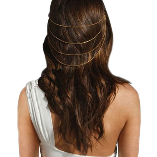 Haarketting met haarkammetjes goudkleurig