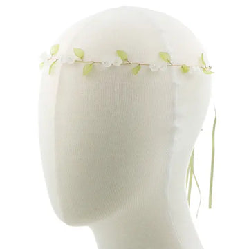 Haarketting met witte bloemen en lint