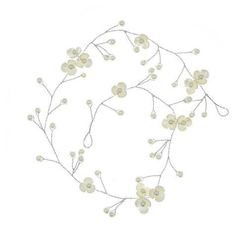Haarketting zilverkleurig bloemen crèmekleurig